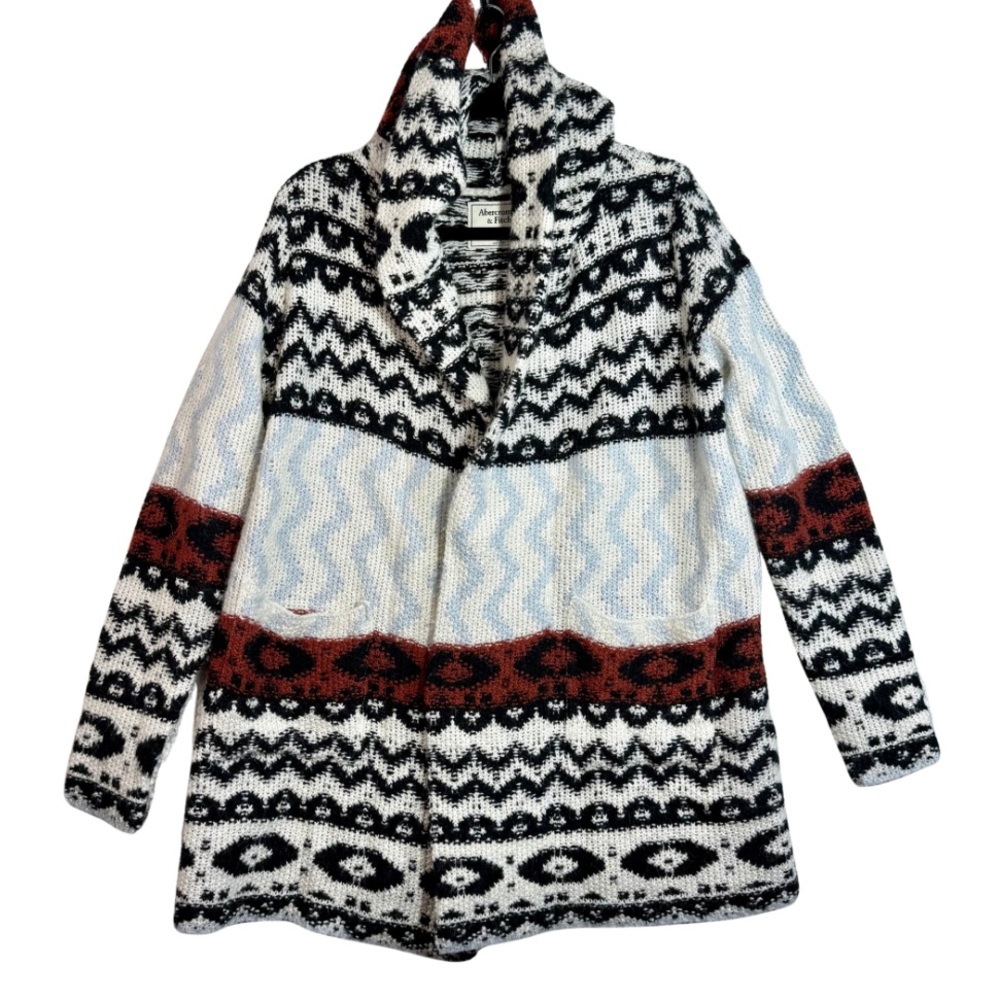 Abercrombie & Fitch Hooded Cardigan Aztec Pattern Size M – Cozy